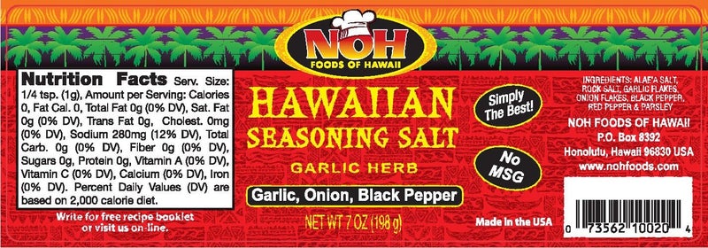 NOH Foods of Hawaii Hawaiian Seasoning Salt (Garlic Herb (Garlic, Onion, Black Pepper), 7 Ounce) - Image 2